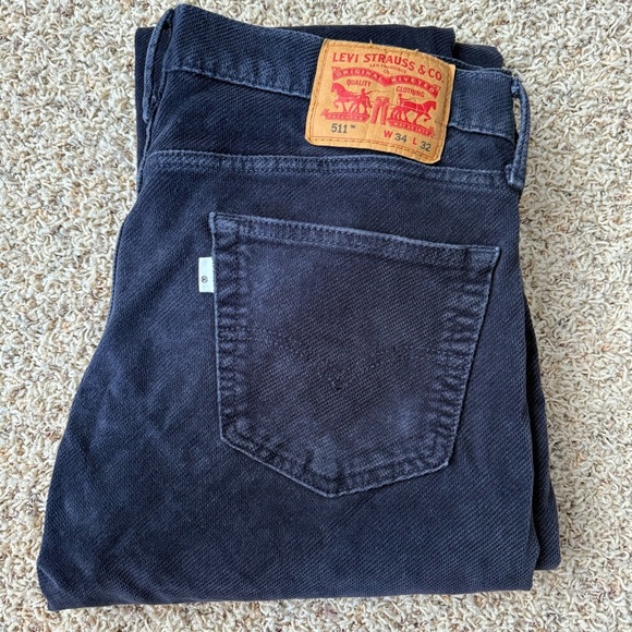 Levis 511 Jeans 34x32 Work Dress Blue Slim Fit Preppy Premium Corduroy White Tag - Picture 1 of 16